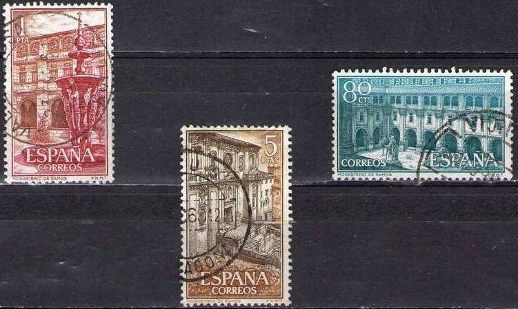 z vendido España 1960 1322/4 Sellos º Real Monasterio de Samos Completa Claustro, Patio y Fachada Timbre Espagne Spain Spagna